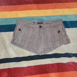 American Eagle Outfitters Plaid High-Rise Shorts in Red/White/Blue